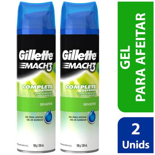 Gel para Afeitar GILLETTE Mach3 Senstive Frasco 200ml Paquete 2un