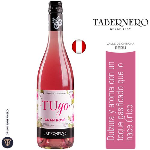 Vino Rosé TABERNERO Tuyo Semi Seco Botella 750ml