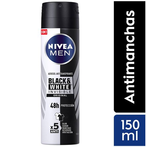 Desodorante en Aerosol para Hombre NIVEA Invisible for Black & White Frasco 150ml