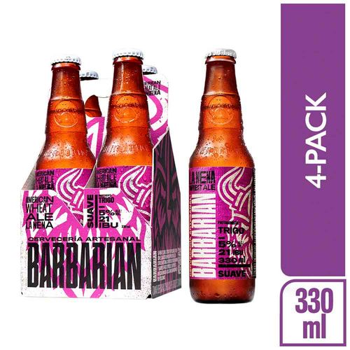 Cerveza BARBARIAN La Nena Hoppy Wheat Botella 330ml Pack 4un