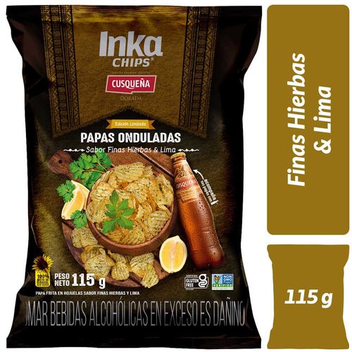 Papas Fritas INKA CHIPS Finas Hierbas Bolsa y Lima 115g