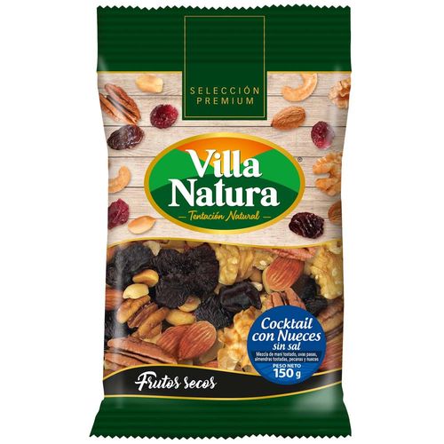 Piqueos VILLA NATURA Cocktail de Nueces Sin Sal Bolsa 150g