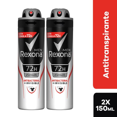 Desodorante en Aerosol para Hombre REXONA Motion Sense Invisible Frasco 150ml Paquete 2un