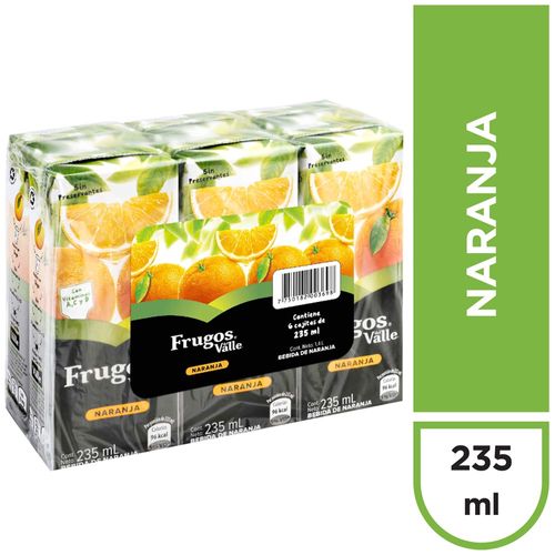 Bebida de Naranja FRUGOS Caja 235ml Paquete 6un