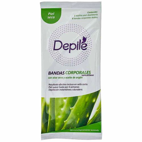 Bandas Depilatorias Corporales DEPILÉ Piel Seca Paquete 6un