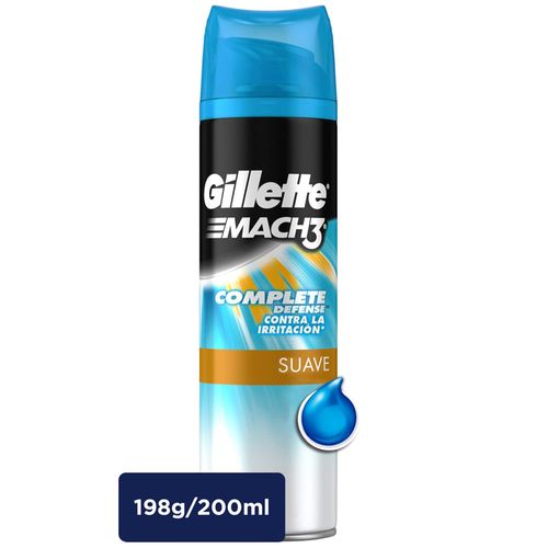 Gel de Afeitar GILLETTE Mach3 Complete Defense Suave Frasco 198g