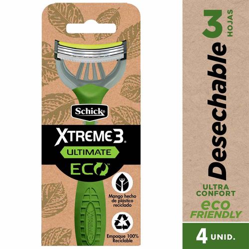 Máquina de Afeitar SCHICK Xtreme3 Ultimate Ecológico Blíster 4un