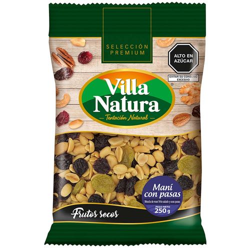 Maní con Pasas VILLA NATURA Bolsa 250g