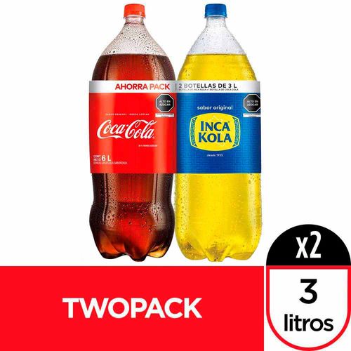 Gaseosa COCA COLA + INCA KOLA 2Pack Botella 3L