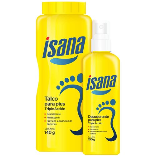 Talco para Pies ISANA Triple Acción Frasco 140g + Spray Frasco 150ml