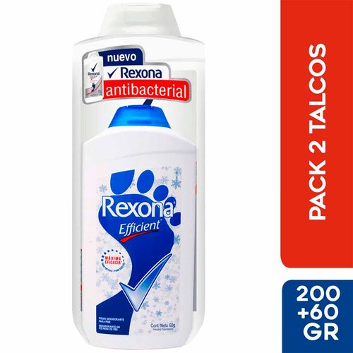 Talco para Pies REXONA Efficient Fraco 200g + Frasco 60g