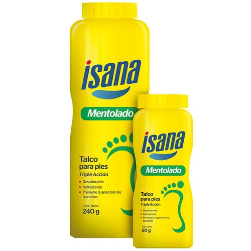 Talco para Pies ISANA Mentolado Frasco 240g + Frasco 60g