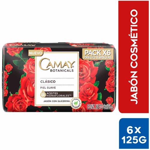 Jabón de Tocador CAMAY Clásico Barra 125g Paquete 6un