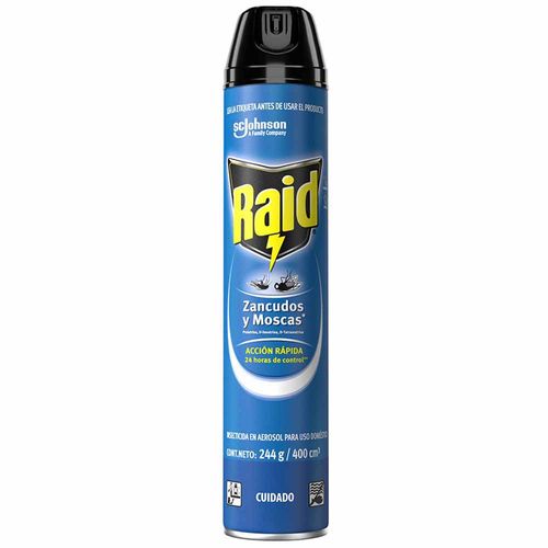 Insecticida en Aerosol RAID Mata Zancudos y Moscas Frasco 400ml