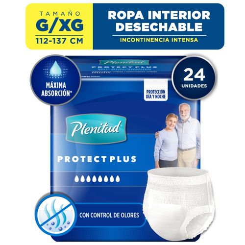 Pañal para Adulto PLENITUD Protect Plus Incontinencia Intensa Talla G/XG Paquete 24un