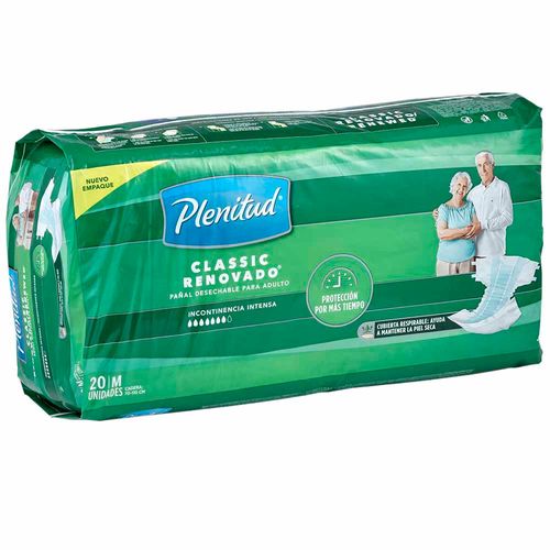 Pañal para Adulto PLENITUD Classic Talla M Paquete 20un