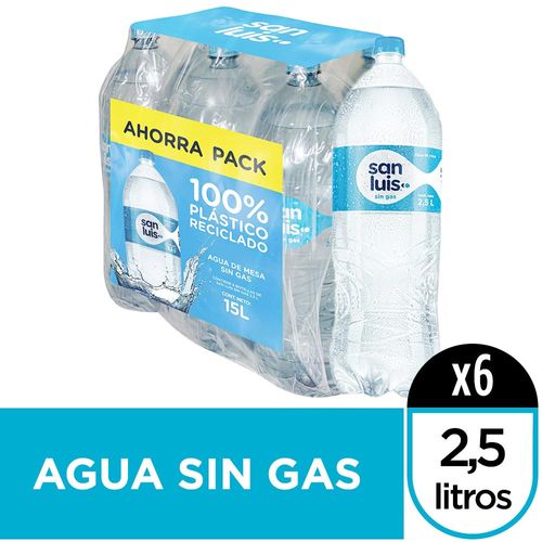 Agua Mineral SAN LUIS sin Gas Botella 2.5L Paquete 6un