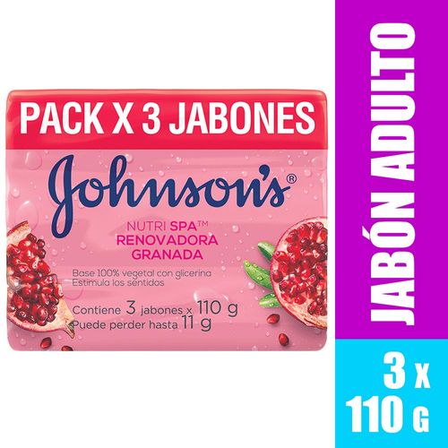 Jabón de Tocador JOHNSON'S Granada Barra 110g Paquete 3un