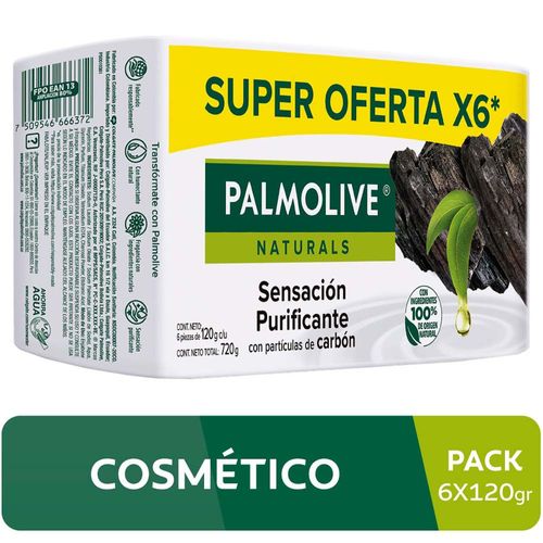 Jabón de Tocador PALMOLIVE Carbón Barra 120g Paquete 6un