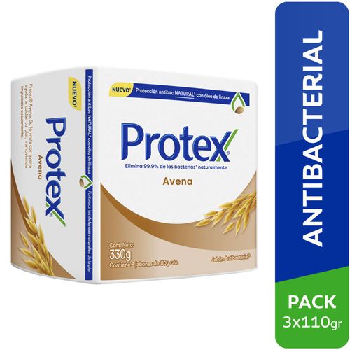 Jabón Antibacterial PROTEX Avena Barra 110g Paquete 3un