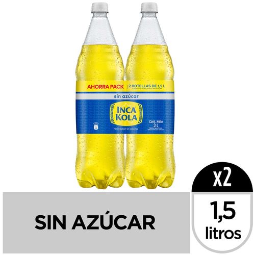 Gaseosa INCA KOLA Sin Azúcar Botella 1.5L Paquete 2Un