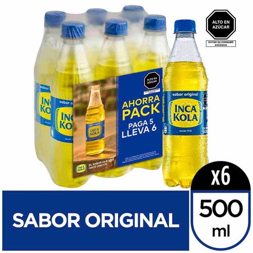 Gaseosa INCA KOLA Botella 500ml Paquete 6un