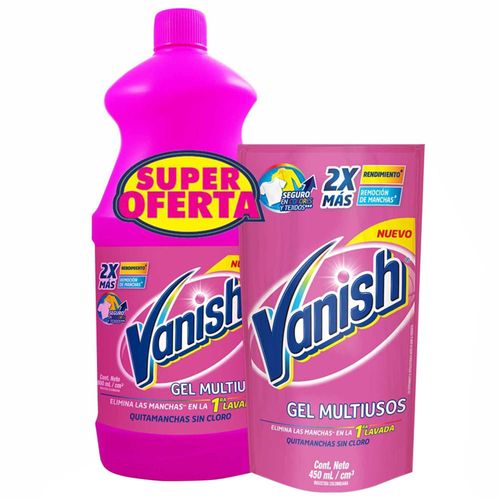 Quitamanchas Líquido VANISH Color Botella 900ml + Doypack 450ml