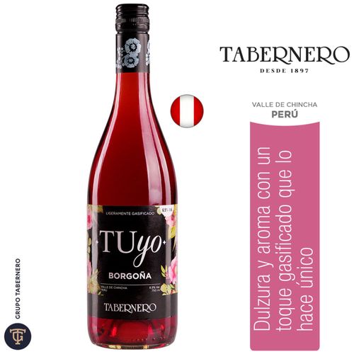 Vino Tinto TABERNERO Tuyo Borgoña Semi Seco Botella 750ml