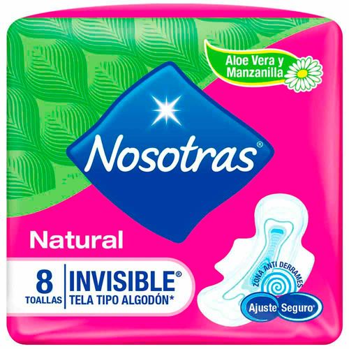 Toalla Higiénica NOSOTRAS Natural Invisible Tela Paquete 8un