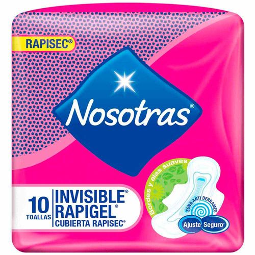 Toalla Higiénica NOSOTRAS Invisible Rapigel Paquete 10un