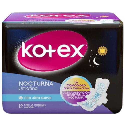 Toalla Higiénica KOTEX Nocturna Ultrafina Paquete 12un