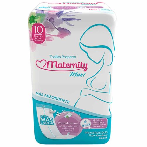 Toallas Posparto MATERNITY Maxi Únicas Paquete 10un