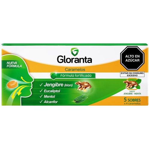 Caramelos GLORANTA Sabor Jengibre-Menta Caja 20un