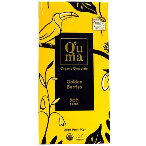 Perú Pasión - Barra de Chocolate Q'UMA Aguaymanto 70% Cacao Caja 70g