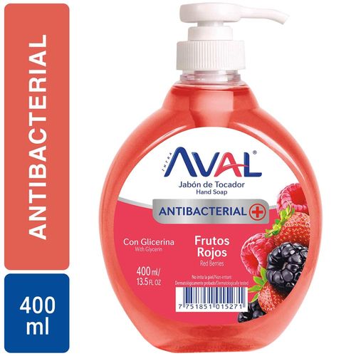 Jabón Líquido Antibacterial AVAL Frutos Rojos Frasco 400ml