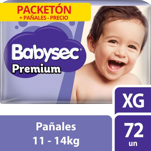 Pañales para Bebé BABYSEC Premium XG Paquete72un