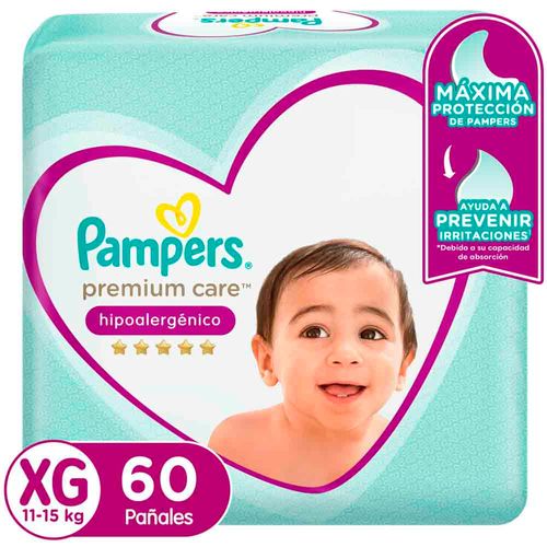 Pañales para Bebé PAMPERS Premium Care Talla XG Megapack Paquete 60un