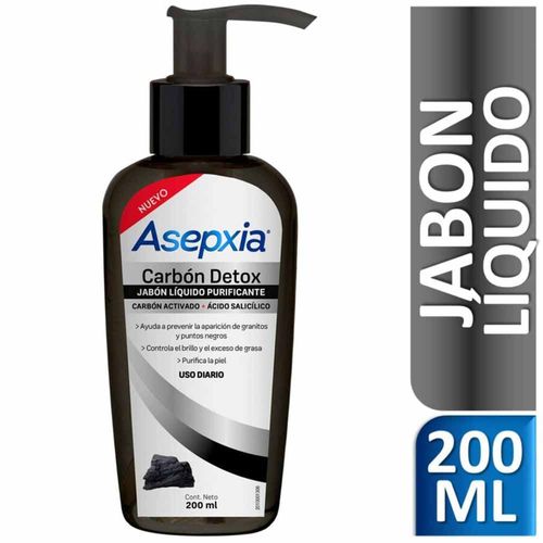 Jabón Líquido ASEPXIA Carbón Detox Frasco 200ml