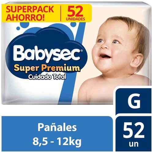 Pañales para Bebé BABYSEC Súper Premium G Paquete 52un