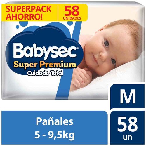 Pañales para Bebé BABYSEC Súper Premium M Paquete 58un