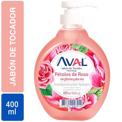 Jabón Líquido AVAL Pétalos de Rosa Dispensador 400ml