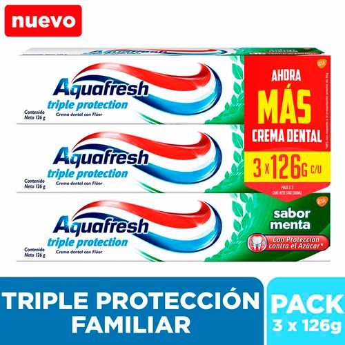 Pasta Dental AQUAFRESH Triple Protección - Paquete 3 un x Tubo 100ml