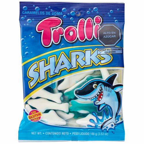 Gomas Dulces TROLLI GUMMI SHARKS sabores Surtidos Bolsa 100g