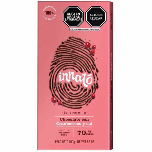 Chocolate Bitter INNATO Cranberries y Sal Bolsa 100g