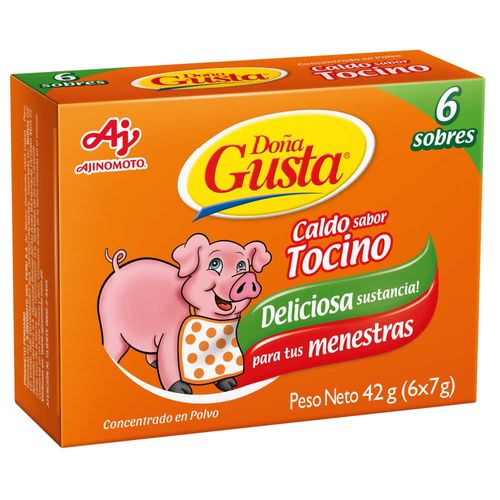 Caldo de Tocino DOÑA GUSTA concentrado en Polvo Sobre 7g Caja 6un