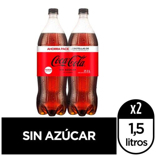 Gaseosa COCA COLA Sin Azúcar 2Pack Botella 1.5L