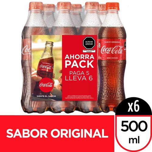 Gaseosa COCA COLA Paquete 6un Botella 500ml