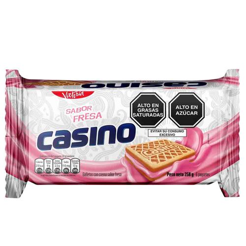 Galletas CASINO Rellenas con Crema Sabor a Fresa Paquete 6un