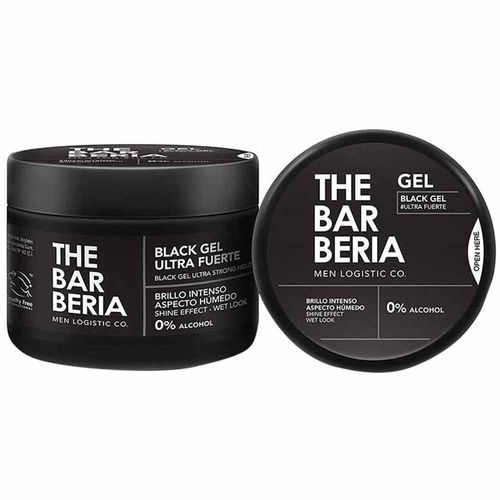 Gel para Cabello THE BARBERIA Ultra Fuerte Color Negro Pote 500ml