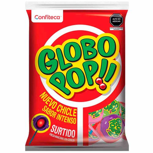 Chupetes GLOBO POP!! Con chicle sabores surtidos Bolsa 480Gr